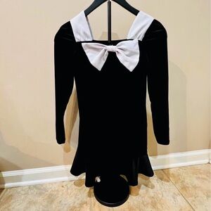 Girl’s Gianni Bini (GB) Black Velvet Dress with White Satin Bow-Size YS